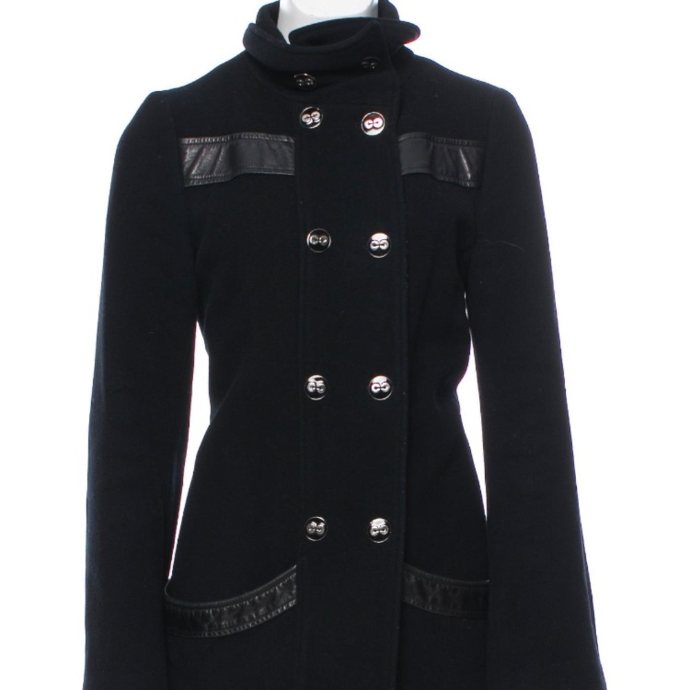 Beautiful Mackage Wool Coat pleated leather trim💖